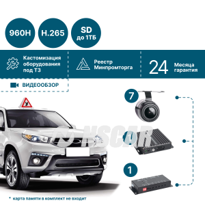 Готовый комплект для автошколы NSCAR 701_ 4х канальный регистратор, квадратор, 7 камер, микрофон, провода подключения