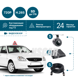 Готовый комплект для автошколы NSCAR 501 HD_ 8ми канальный регистратор HD, 5 камер HD, микрофон, провода подключения