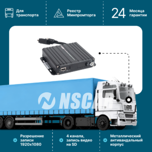 Автомобильный видеорегистратор NSCAR F864 ver.04 4 канала 1080P