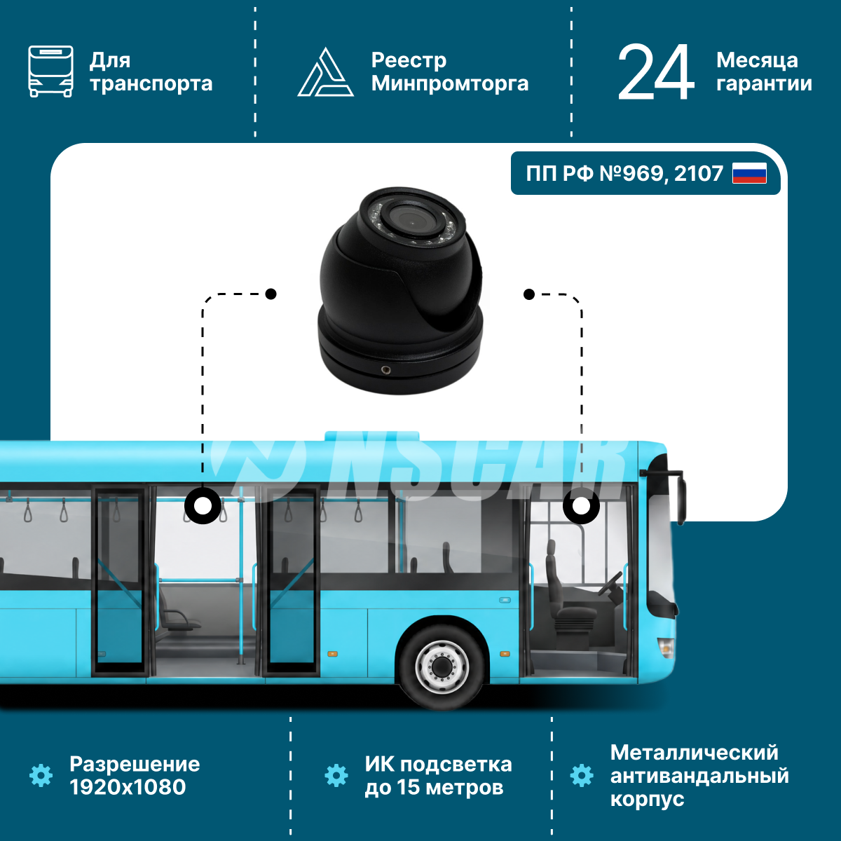 Автомобильная Видеокамера NSCAR FD317 ver.06