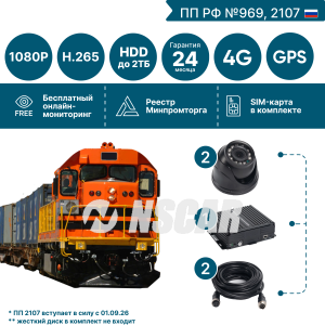 Комплект на 2 камеры NSCAR BUS201 FullHD_HDD с опциями 4G+GPS/Глонасс (по 969, 2107*)