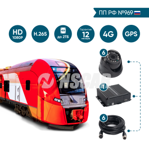 Комплект на 6 камер NSCAR BUS601 FullHD_HDD с опциями 4G+GPS/Глонасс (по 969)