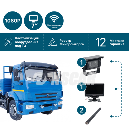 Беспроводной комплект (камера+монитор 7'') NSCAR PK101 Full HD