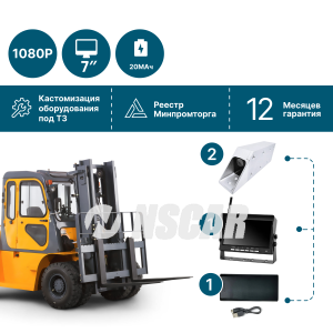 Беспроводной комплект NSCAR для вилочных погрузчиков и штабелеров VP203 (7') (вилочная камера+прямоугольная) с функцией записи