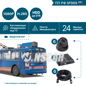 Комплект видеонаблюдения для троллейбуса NSCAR