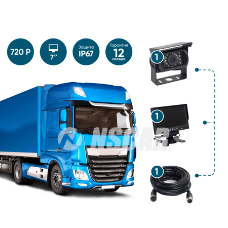 Парковочный комплект (камера + монитор 7'') NSCAR PK102 с функцией записи
