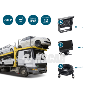Парковочный комплект (4 камеры + монитор 7'') NSCAR PK402 с функцией записи