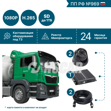Комплект для Газпром и Роснефть на 2 камеры NSCAR BN201 FullHD_SD (969)