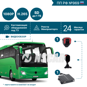 Комплект видеонаблюдения для автобуса с системой помощи и контроля для водителя ADAS-DSM ADAS201_SD
