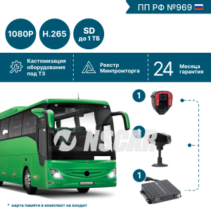 Комплект видеонаблюдения для автобуса с системой помощи и контроля для водителя ADAS-DSM ADAS201_SD