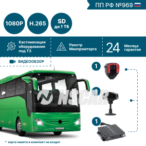 Комплект видеонаблюдения для автобуса с системой помощи и контроля для водителя ADAS-DSM ADAS201_SD