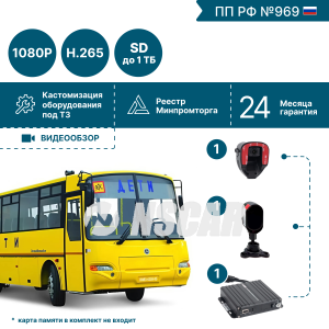 Комплект видеонаблюдения для школьного автобуса NSCAR (камера ADAS + камера DSM) KID20_SD