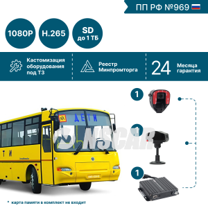 Комплект видеонаблюдения для школьного автобуса NSCAR (камера ADAS + камера DSM) KID20_SD