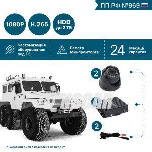 Комплект видеонаблюдения для условий крайнего севера NSCAR (2 видеокамеры) серия Арктика AR410_HDD_SD 12/24В с подогревом