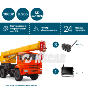 Беспроводной комплект видеонаблюдения для парковки и контроля слепых зон (3 камеры+монитор 10'') NSCAR AP310 Full HD