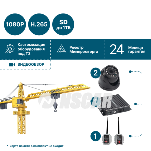 Комплект для башенного крана NSCAR  (2 камеры) с комплектом беспроводных передатчиков