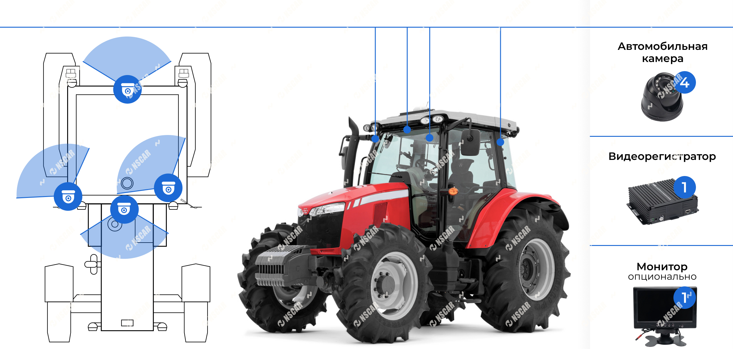 схема установки комплекта видеонаблюдения на сельскохозяйственный трактор